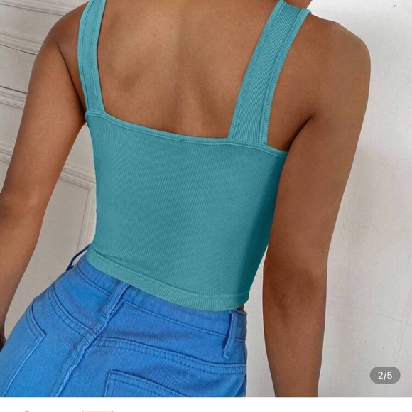 Teal Ribbed Tank Top - Picture 2 of 2